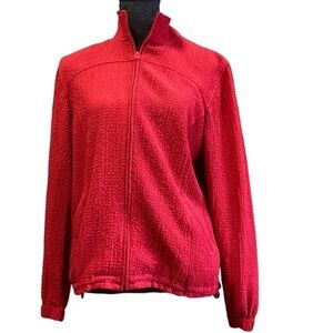 ORVIS VINTAGE 1990s Crinkle
Waffle Crepe‎ Zip Up Jacket Sz S